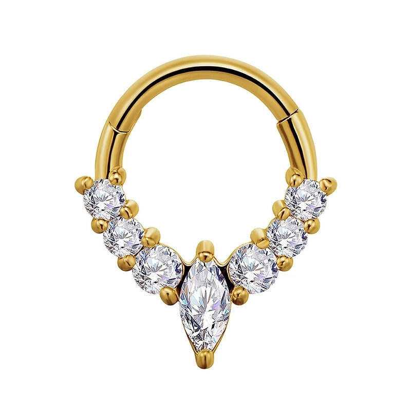 1 Piece Nose Rings & Studs Casual Elegant Vacation Geometric 304 Stainless Steel Inlay Zircon 18K Gold Plated Earrings Nose Ring