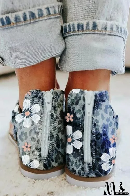 MidiSono - Lace-up Zip Flat Sandals