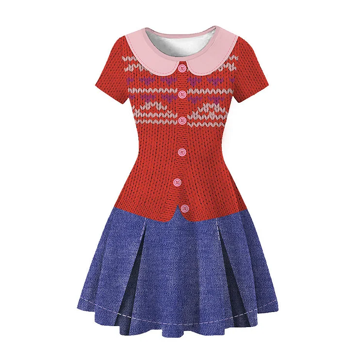 Turning Red Mei Skirt Costume Dresses Halloween Carnival Outfits-elleschic