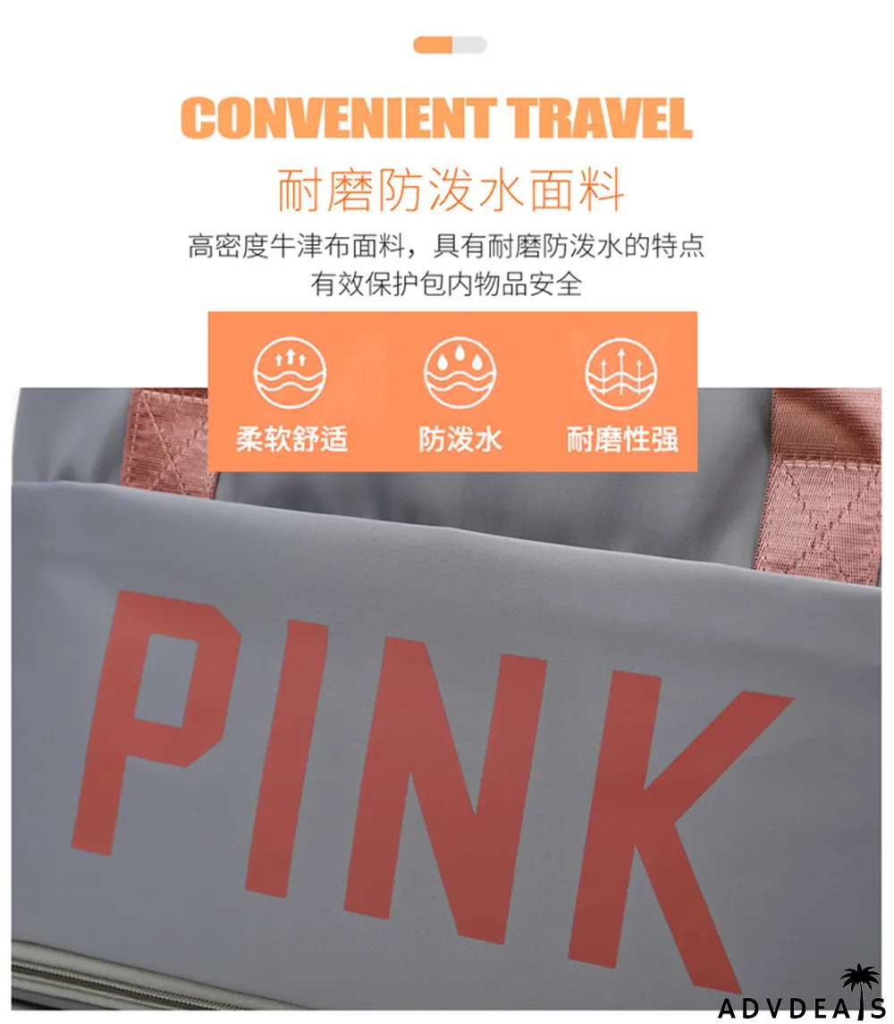PINK Letter Print Dry and Wet Separation Extend Bag