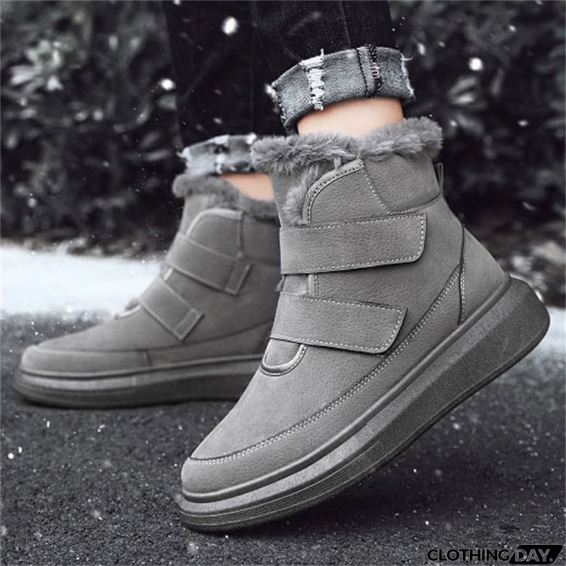 Men's Simple Stitches Rubber Sole Warm Plush Winter Snow Boots