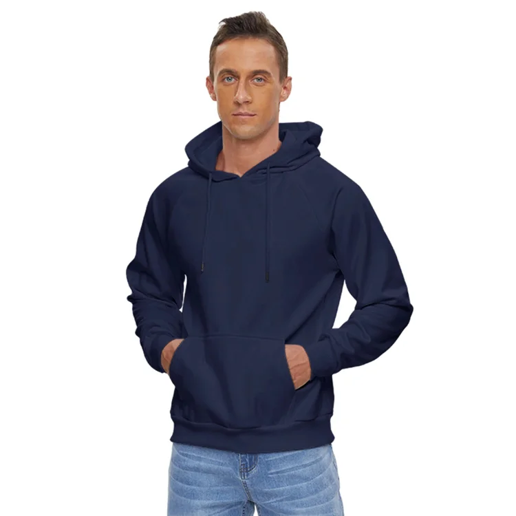 Flowingwaterpress Men's Pullover Hoodies Solid Color Fleece Warm Casual Hooded Sweatshirts With Kanga Pocket Loose Breathable Pullovers