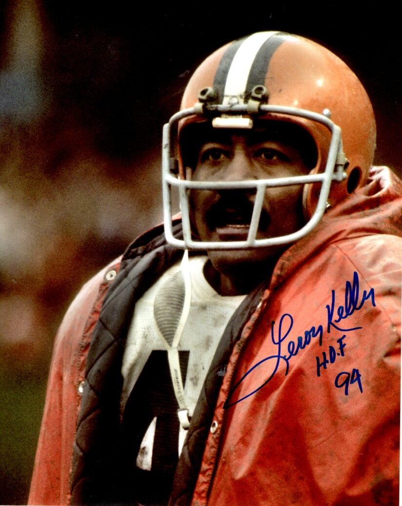 Autographed LEROY KELLY HOF CLEVELAND BROWNS 8X10 Photo Poster painting - w/COA