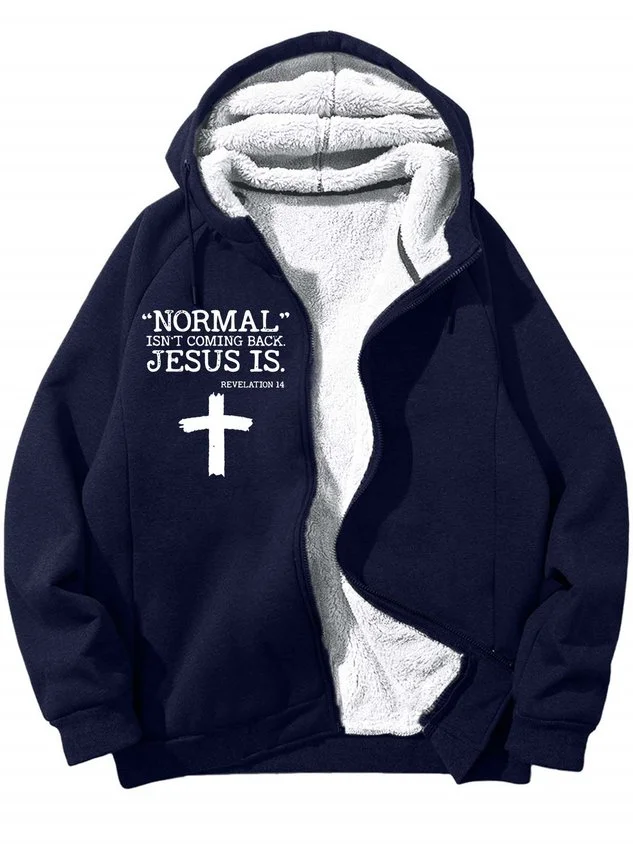 Men’s Normal Isn’t Coming Back Jesus Is Hoodie Text Letters Loose Casual Sweatshirt socialshop