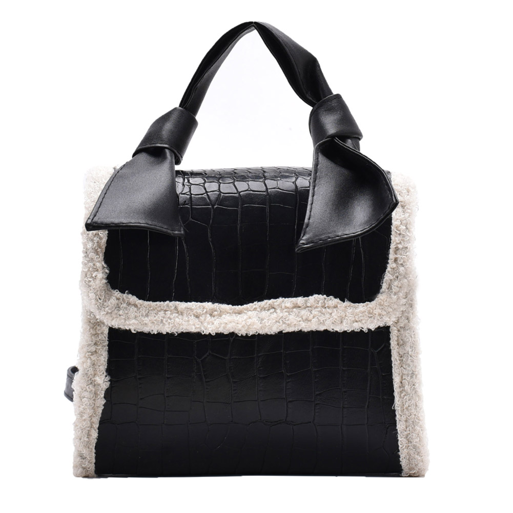 

Retro Alligator Pattern Shoulder Crossbody Bag Women Splicing PU Plush Tote, Yellow, 501 Original