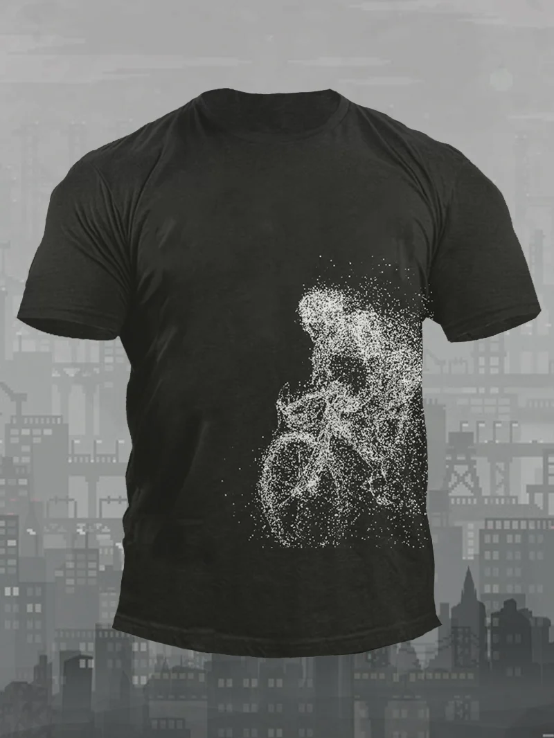 Bike Cyclist Particles Printed Men's T-Shirt in  mildstyles