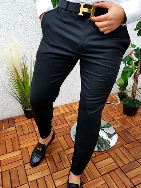 Men's casual solid color trousers