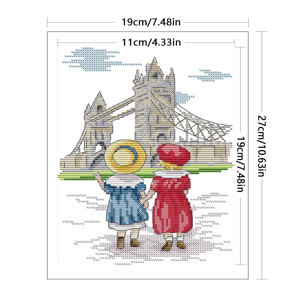DIY Stamped Cross Stitch 14CT Partial Embroidery 19*27cm - See The Eiffel Tower