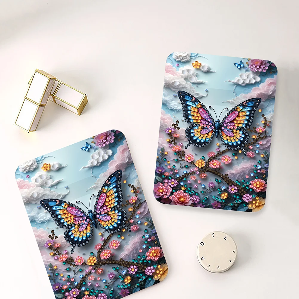 DIY Diamond Art Shiny Crystal Mirror Lightweight Standing Mirror (Butterfly)