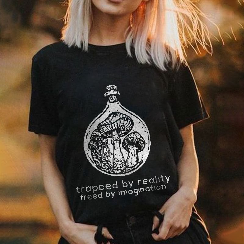 Bottle mushroom print short-sleeve T-shirt designer - Krazyskull