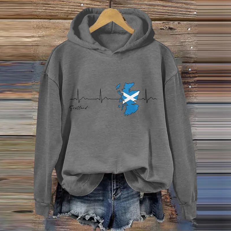 Scottish Flag Print Casual Hoodie