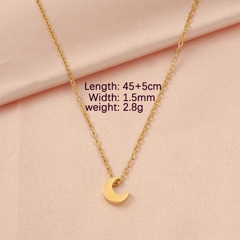 Stainless Steel 18K Gold Plated Lady Minimalist Star Moon Heart Shape None Pendant Necklace