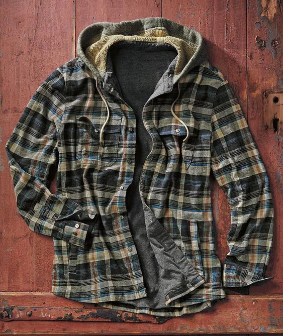 Men's casual retro check long-sleeved shirt