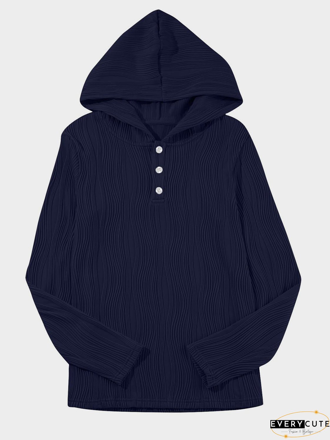 Textured Long Sleeve Hoodie