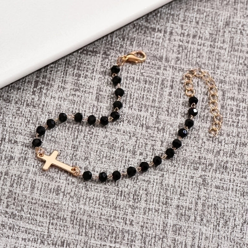 Minimalist Streetwear Cross Heart Shape Stainless Steel Plating Bracelets