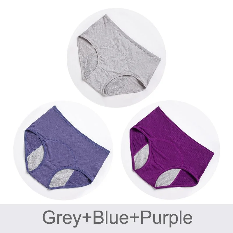 3pcs Leak Proof Menstrual Panties Physiological Pants High Waist Cotton Women Underwear Period Waterproof Female Briefs