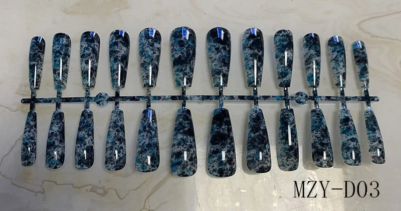 1set/24pcs Long Ballet Coffin Fake Nails Color Press On Nail Tips Removable Varnish Manicure Glue Style Ladies Decorations-Nail Inspo