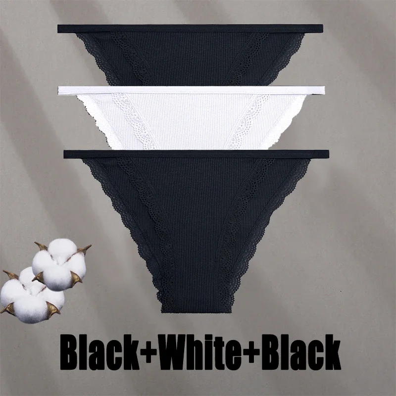 Billionm Women Sexy Lace Panties Cotton Breathable Underwear G-String Intimates Lingerie Female Solid Color Soft Underpants