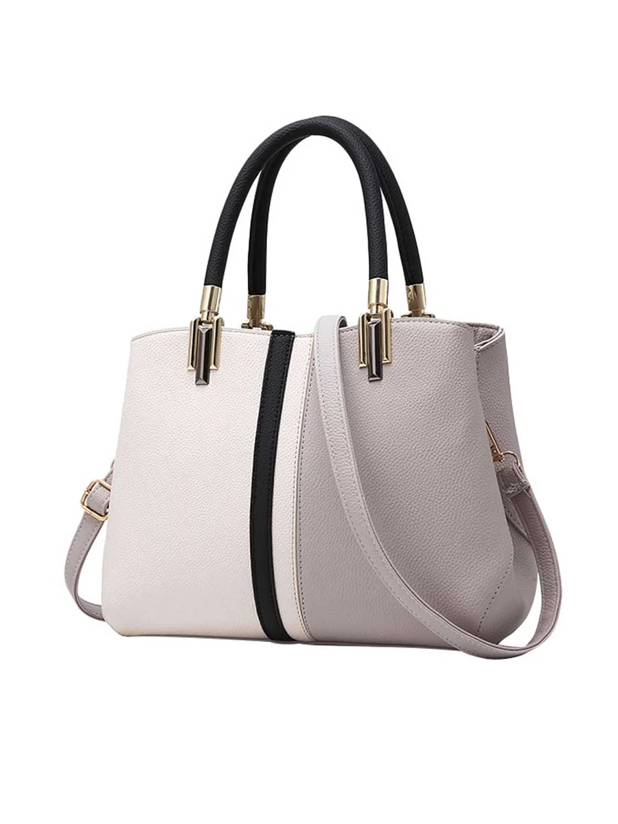 Women Bag PU Contrast Color Handbag