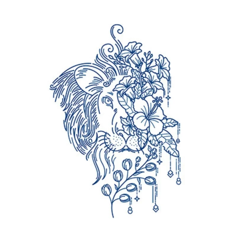 1PC Waist Sexy Body Art Ink Juice Flower Lion Flash Tattoos Lasting Waterproof Temporary Tattoo Sticker For Men Women Fake Tatoo