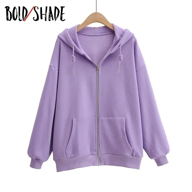 Bold Shade Indie 90s Streetwear Fashion Hoodies Y2k Women Grunge Solid Sweatshirts Long Sleeve Pockets Zipper Hoody Outwear 2020