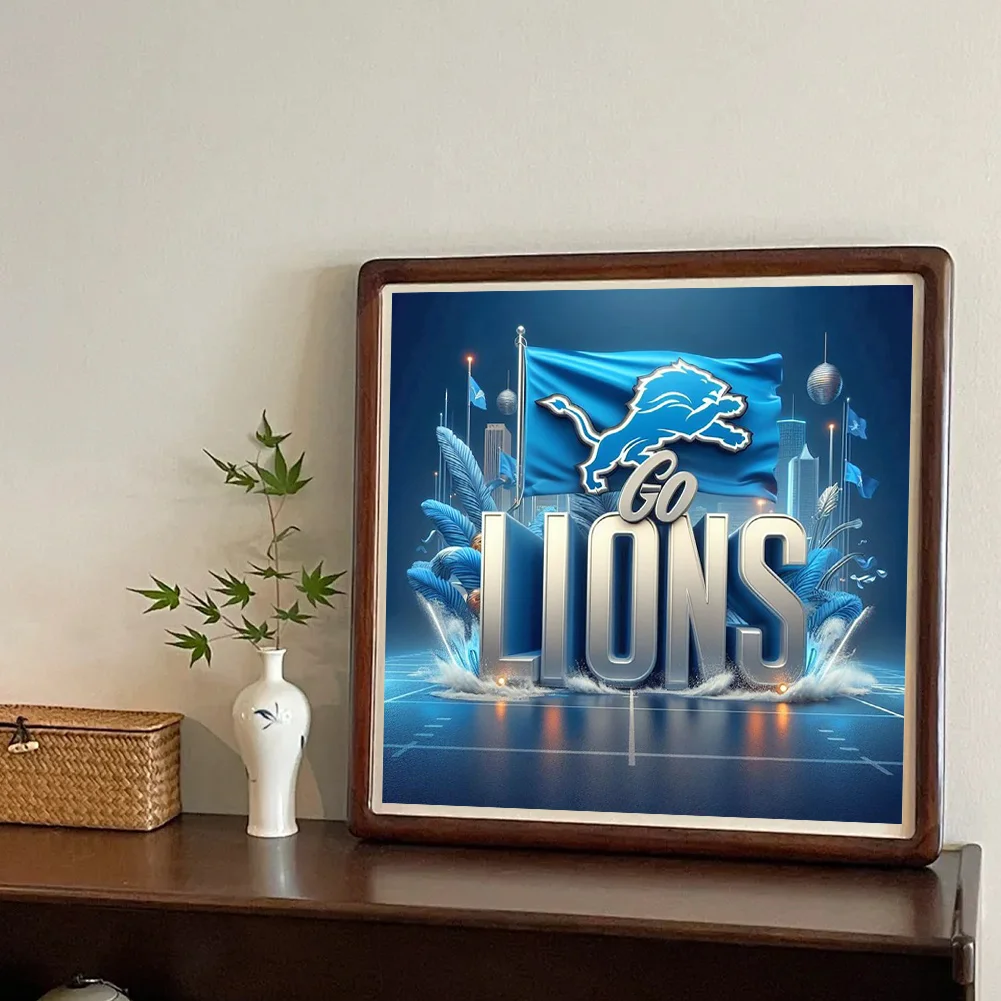 Diamond Painting - Full Round Drill - Detroit Lions(Canvas|40*40cm)