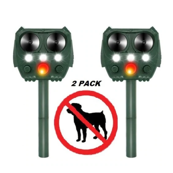 Ultrasonic Dog Repeller - PACK of 2 - Solar Powered - Get Rid of Dog