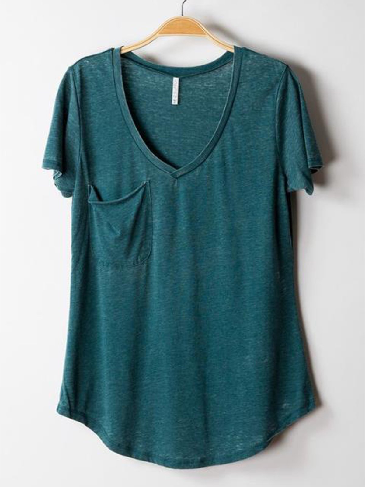 Casual V Neck Short Sleeve Pockets Shirts