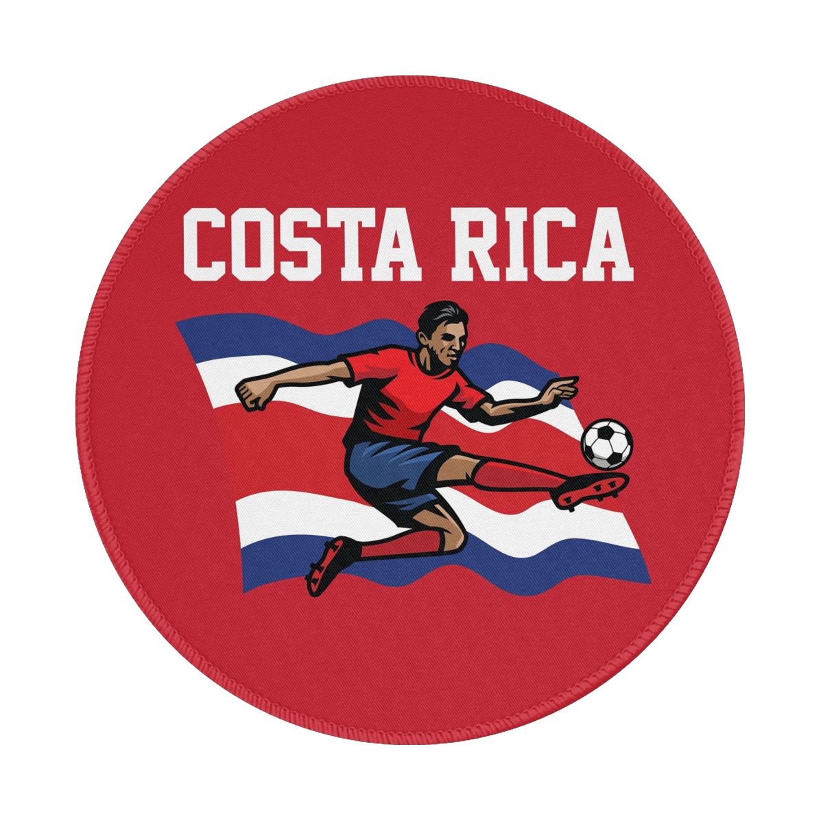 Costa Rica Soccer Player Round Non-Slip Thick Rubber Modern Gaming Mousepad