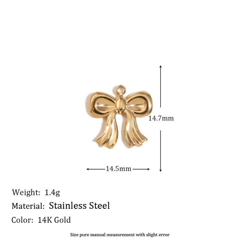 1 Piece 15*19.5mm 7.7*20.5mm 9.3*14.2mm 304 Stainless Steel 14K Gold Plated Ocean Bow Knot Shell Jewelry Accessories Pendant