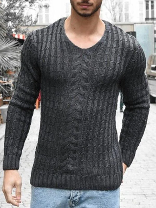 Mens plain o-neck knitted sweater