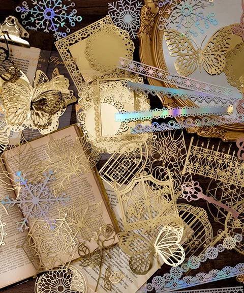 60 Pcs Hollow Bronzing Lace Paper Kit-Himinee.com