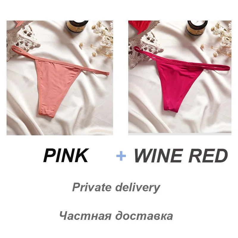 2PCS/Set Sexy Women G-String Underwear Panties Low Waist Panties Female Underpants Cotton Crotch T-back Pantys Thong Lingerie