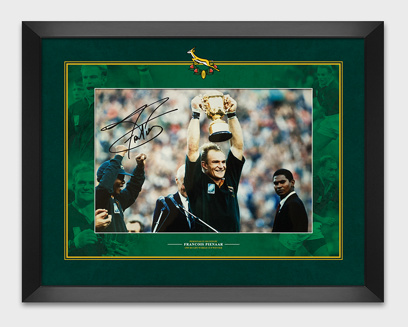 Francois PIENAAR Signed & Framed 12X8 Photo Poster painting ICONIC Nelson Mandela AFTAL COA (C)