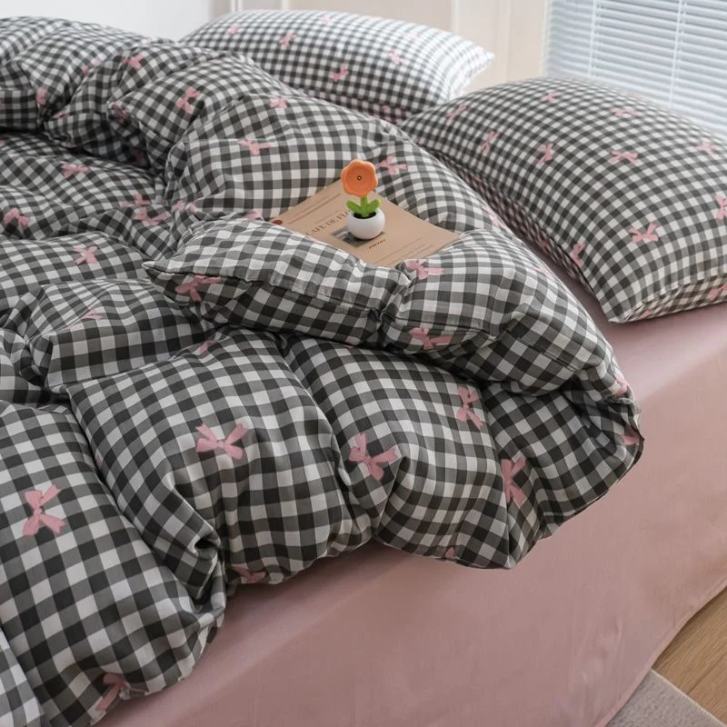 Aonga Green Floral Bedding Set Ins Fashion Twin Full Queen Size Duvet Cover No Filler Flat Sheet Pillowcase Girl Home Totel Bed Linens aonga
