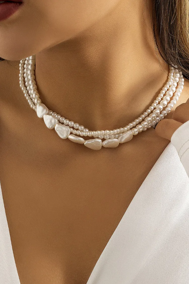 Retro Double Layer Pearl Drop Gemstone Pedant Necklace 2024 - Xpluswear