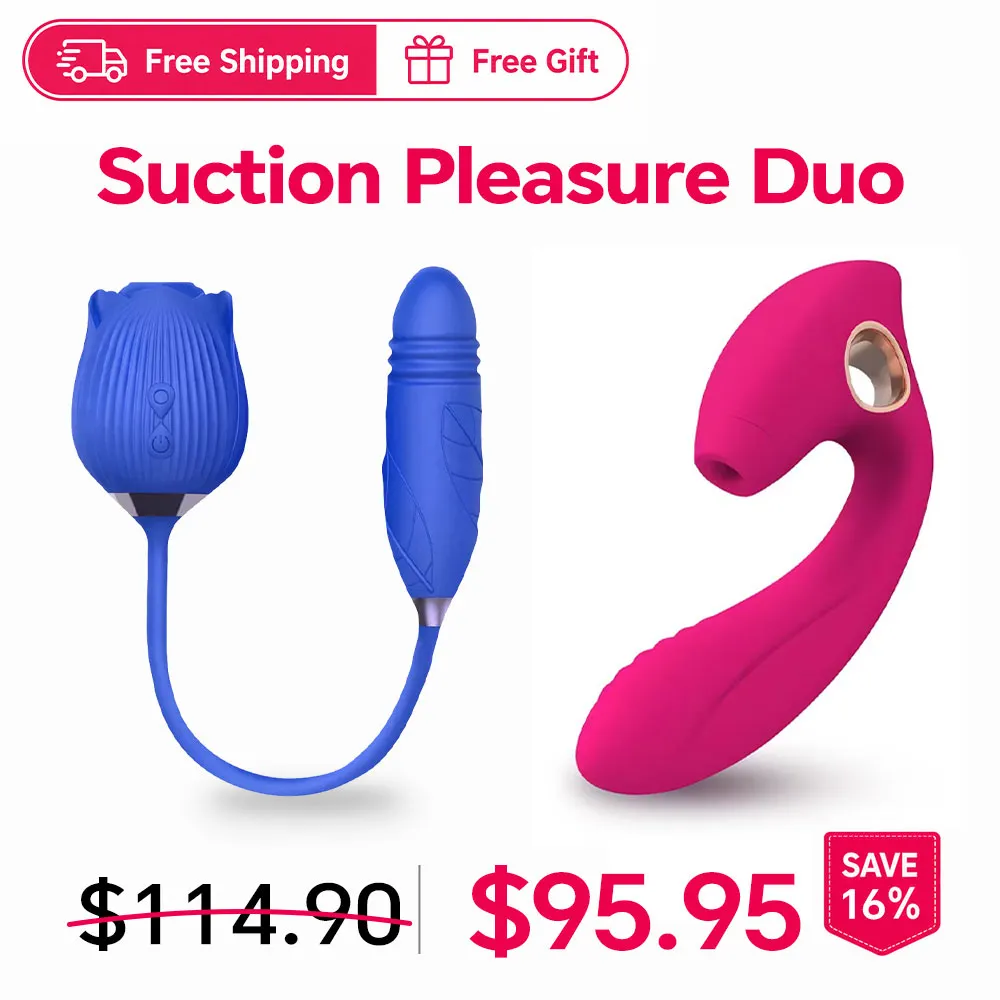 Blue Ros&eacute;Trio 3-in-1 Rose Toy - Suction, Thrusting