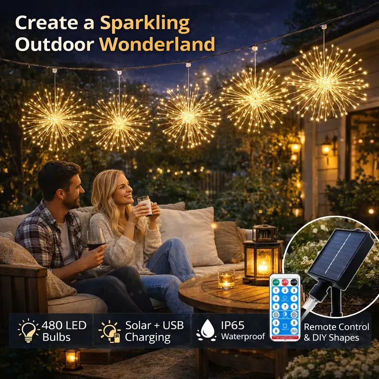 🎆 Solar Firework String Lights &ndash; 480 LED Bulbs 🔥