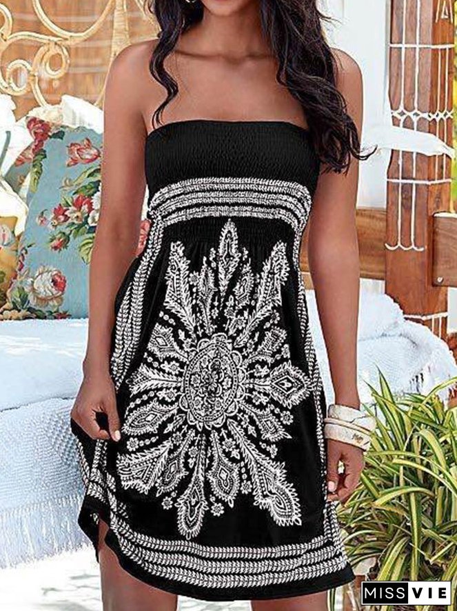 Women's Dresses Printed Tube Top Sleeveless Casual Dress