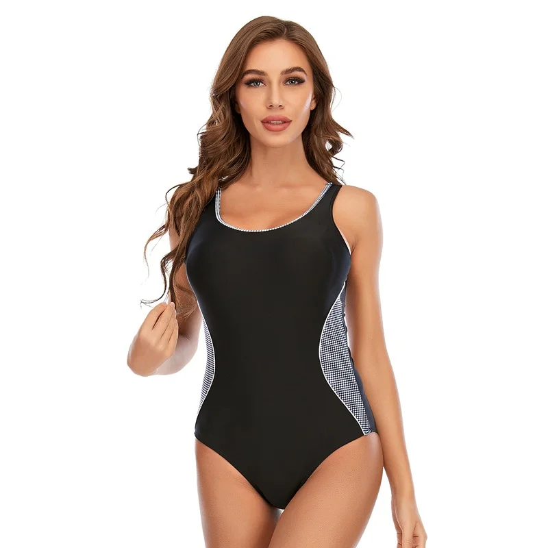 Women'S One-Piece Swimsuit Black Backless Sports Swimsuit