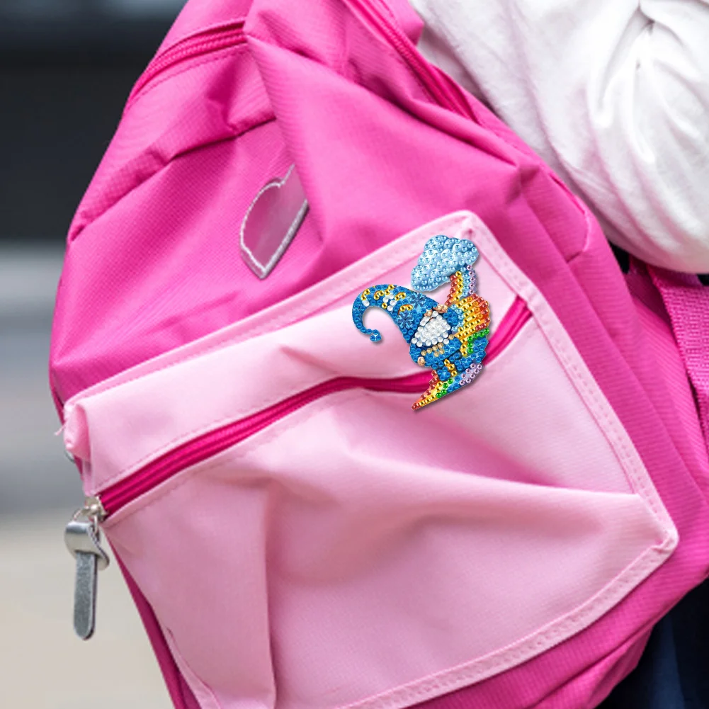 4Pcs DIY Colorful Gnome Diamond Painting Brooch DIY Diamond Badge Pins for Art Crafts