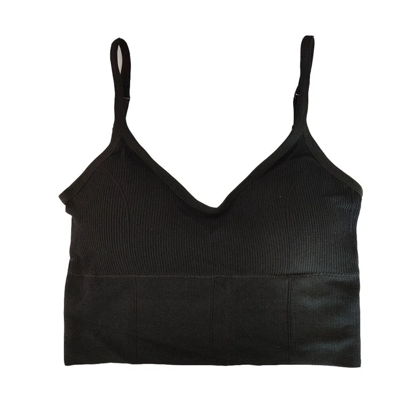 Women Tanks Crop Top Seamless Underwear Female Crop Top Women Sport Tops Sexy Lingerie Low Back Sleeveless Padded Camisole Femme