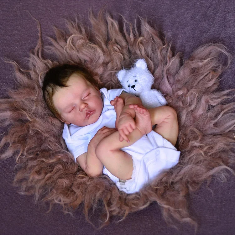  [Heartbeat💖 & Sound🔊] 17" Look Real Lifelike Silicone Vinyl Eyes closed Reborn Newborn Baby Doll Girl Wimya - Reborndollsshop®-Reborndollsshop®