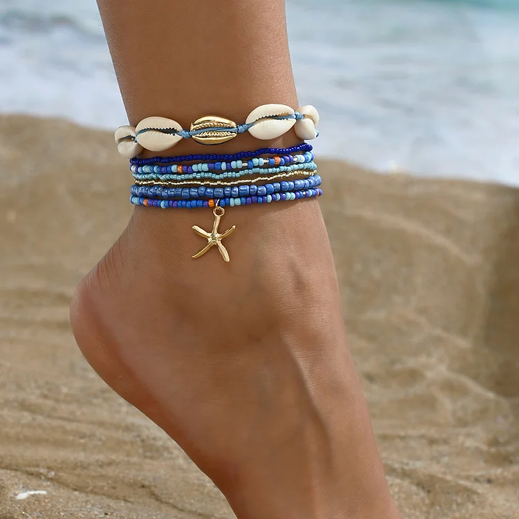 Beach Vacation Wind Rice Beads Shell Foot Chain