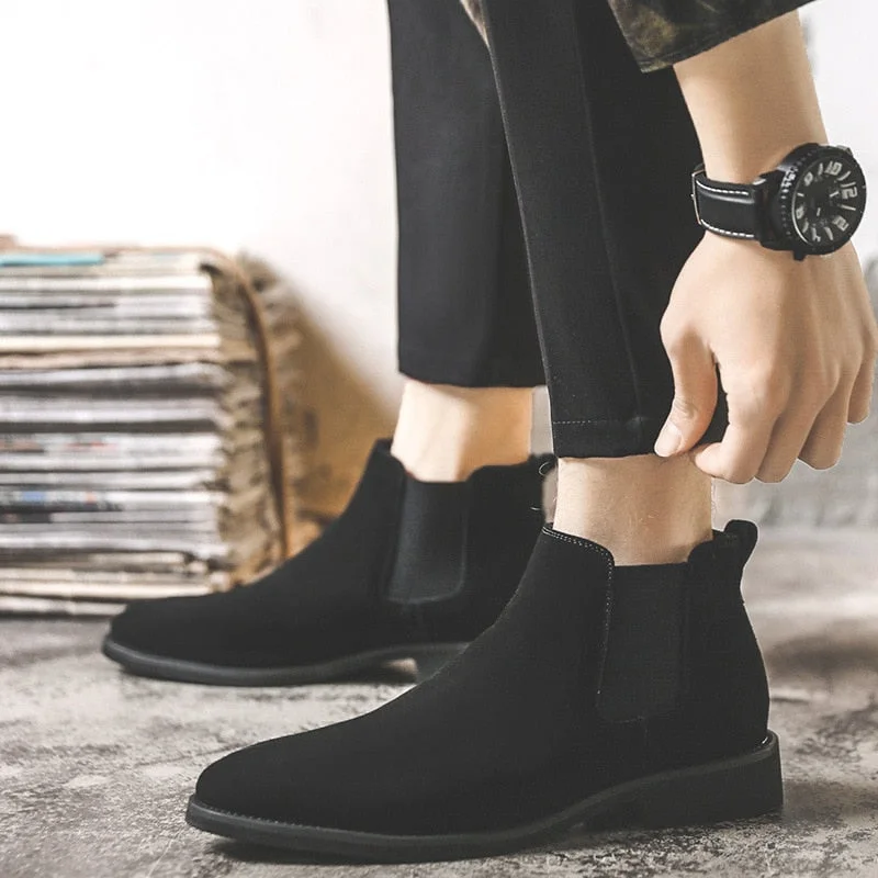 Inongge New Autumn Early Winter Shoes Men Chelsea Boots Cow Suede Leather Shoes Mens Ankle Boots Early Winter Male Footwear