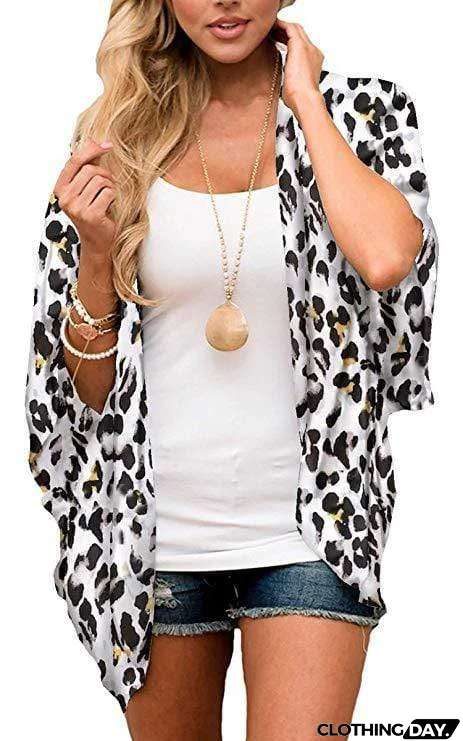 Bohemia Flower Print Summer Beach Women's Cardigan Loose Chiffon Coat