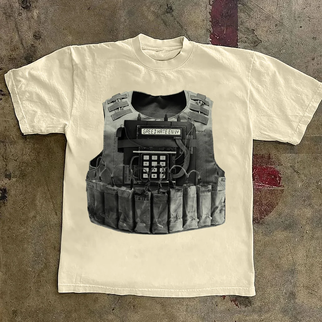Bulletproof Vest Print Short Sleeve T-Shirt