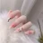 Bayuyun 24Pcs/Set Coffee Leopard French Fake Nails with Diamonds Japan Korean Artificial Acrylic Press on Nails Removable Stick on Nails