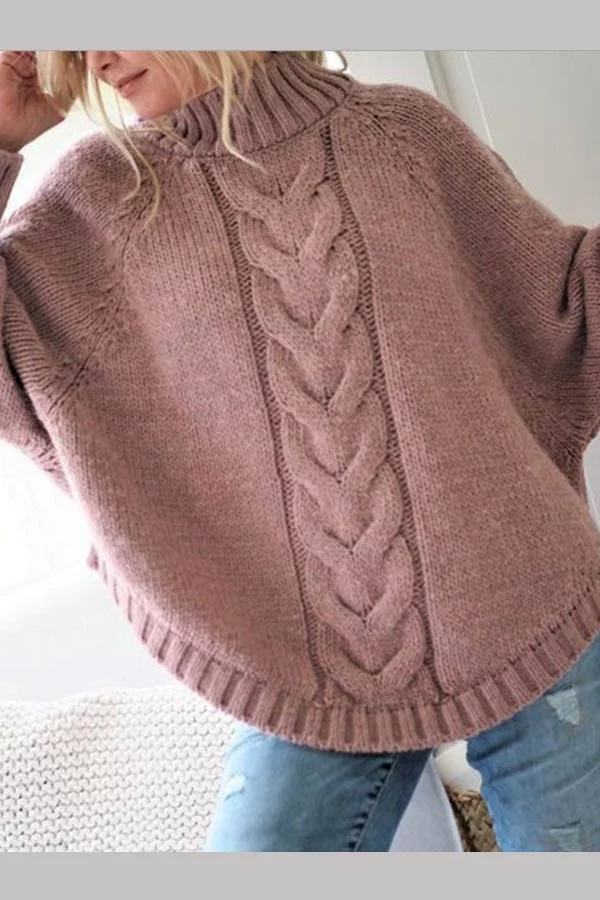 Fashion Turtleneck Bat Sleeve Sweater