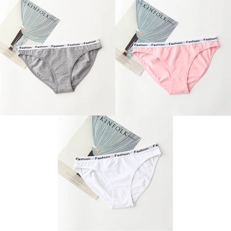 M-2XL Cotton Panties Female Underpants Sexy Panties for Women Briefs Underwear Plus Size Pantys Lingerie 3PCS/Set 5 Solid Color